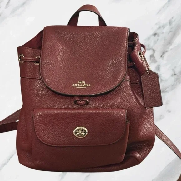 Coach | Bags | Coach Mini Billie Backpack Burgundy Pebbled  display picture 2